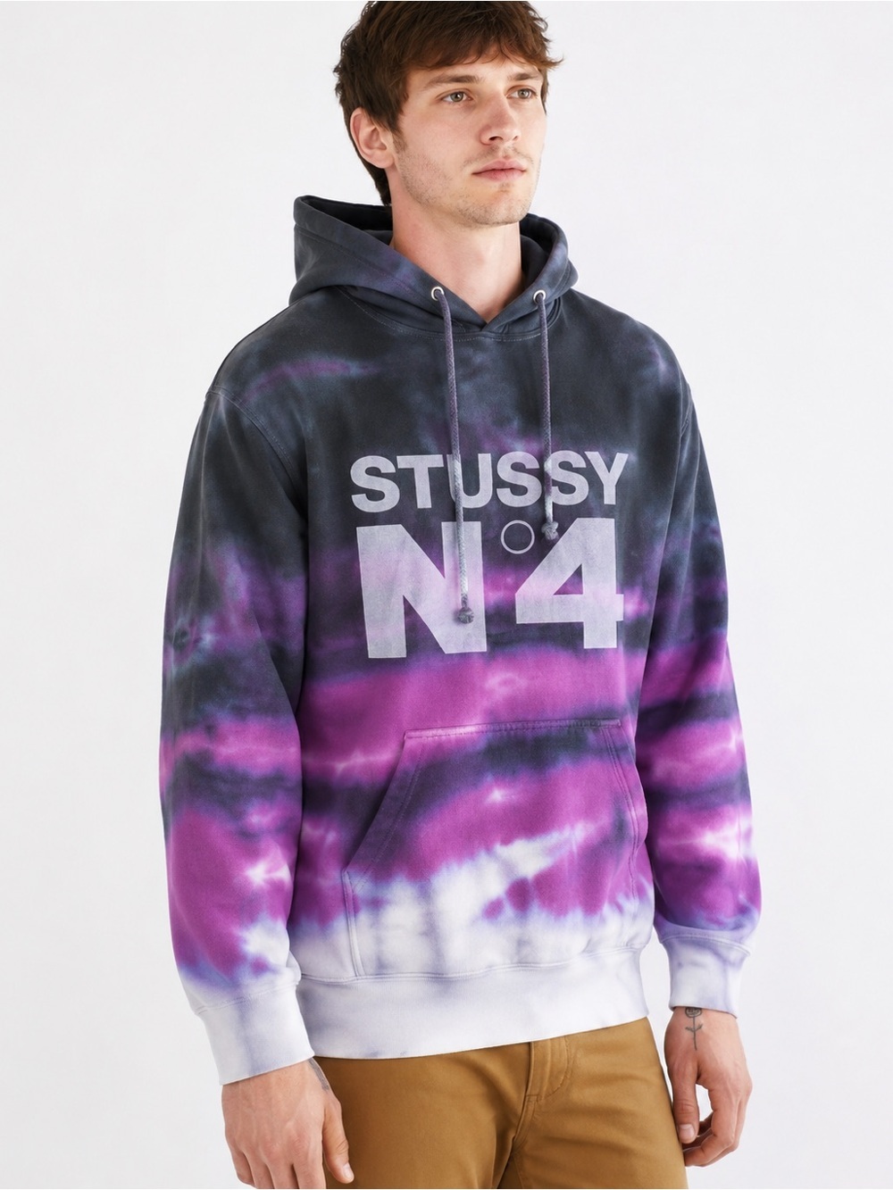 Stussy N4 Purple Tie-Dye Hoodie Men’s Sz XXL Grunge Streetwear Skateboarding
